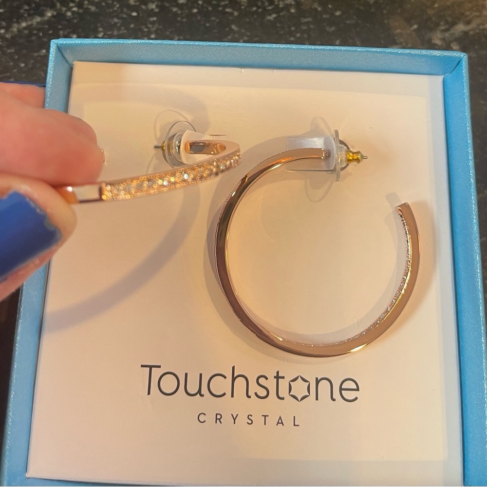 Touchstone Crystal Hidden Gem Earrings in Blush (Rose Gold)